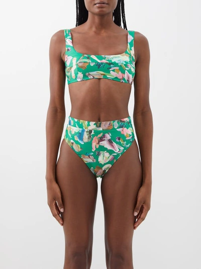 Ale Mais Arlo Square-neck Floral-print Bikini Top In Green Multi