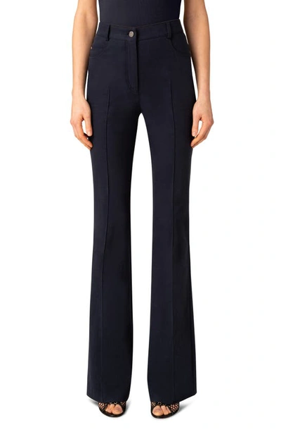 Akris Farid Pintuck Denim Stretch Bootcut Pants In Black