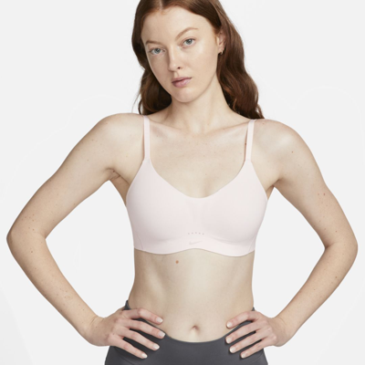Nike Dri-fit Alate Minimalist Light-support Padded Bra In Beige-neutral In Pink