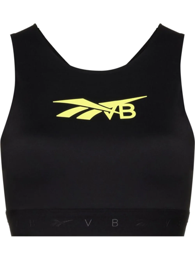 Victoria Beckham Logo-print Cropped Vest In Black