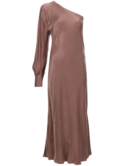 Voz One-shoulder Satin Midi Dress In Purple