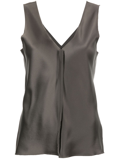 Voz Silk Raw-edge Tank Top In Grey