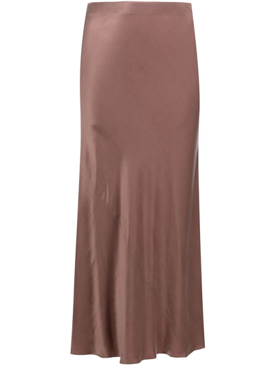 Voz Bias-cut Satin Midi Skirt In Purple