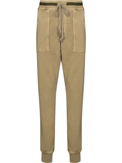 Greg Lauren Drawstring Tapered Track Trousers In Green