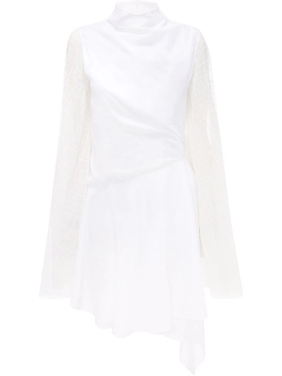 Jw Anderson Sheer-sleeve Asymmetric Dress In White