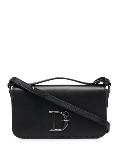 Dsquared2 Leather Logo Plaque Tote Bag In Black