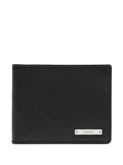 Hugo Boss Logo-plaque Leather Wallet In Schwarz
