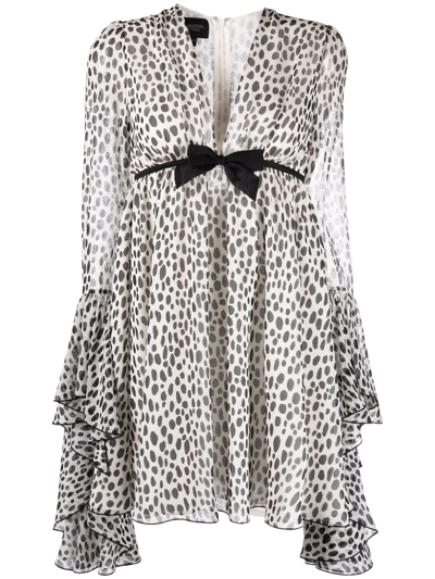 Giambattista Valli Leopard-print Silk Minidress In Ivoire/black