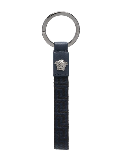 Versace Medusa Greca Keychain In Blue