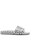 Versace La Greca Print Slides, Male, Print, 47 In Black