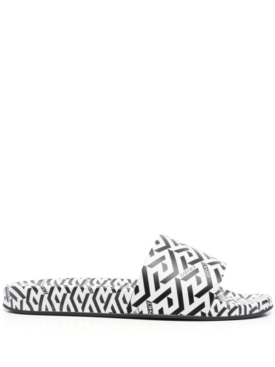 Versace La Greca Print Slides, Male, Print, 47 In Multi
