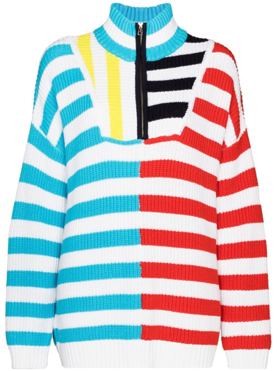 Staud Women's Hampton Oversized Cotton-blend Half-zip Sweater In Stripe