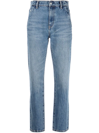 Alexander Wang Logo-patch Cropped Jeans In Blue