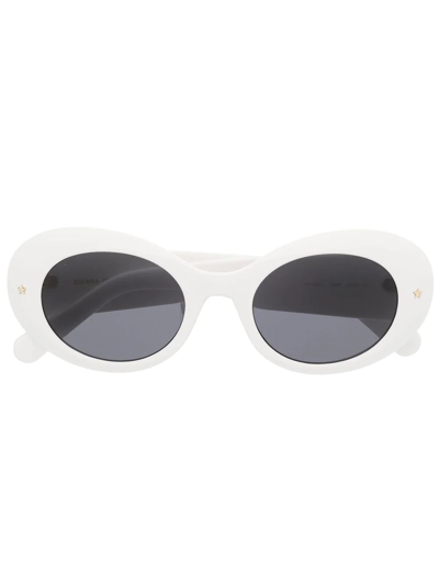 Chiara Ferragni Oval-frame Sunglasses In Weiss