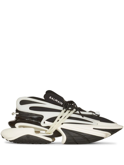 Balmain Unicorn Logo-print Woven Low-top Trainers In Black