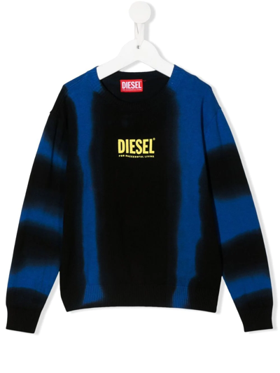 Diesel Logo-print Knitted Jumper In Blue