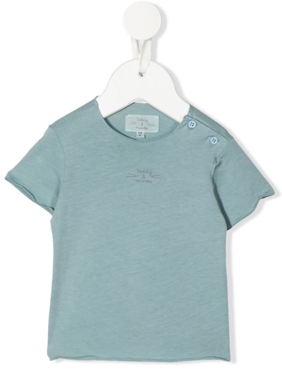 Teddy & Minou Babies' Logo-print T-shirt In Blau