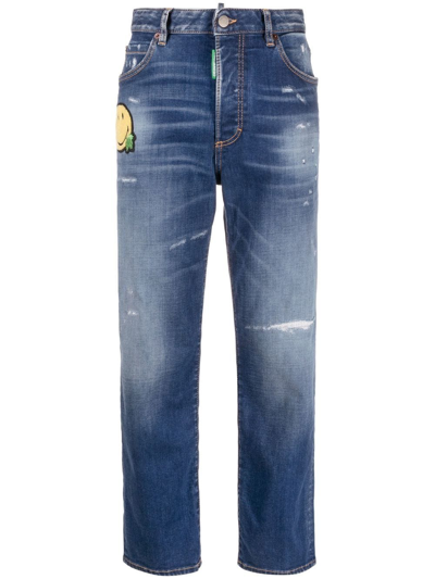 Dsquared2 Smiley Boston Straight-leg Jeans In Navy Blue (blue)