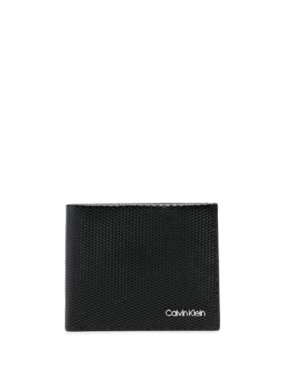 Calvin Klein Logo Bi-fold Wallet In Schwarz