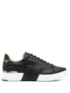 Philipp Plein Leather Sneakers With Distinctive Logo Detail In Schwarz