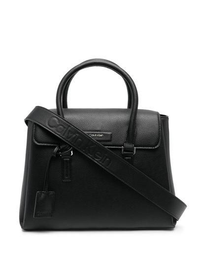 Calvin Klein Dressed Foldover Tote Bag In Black