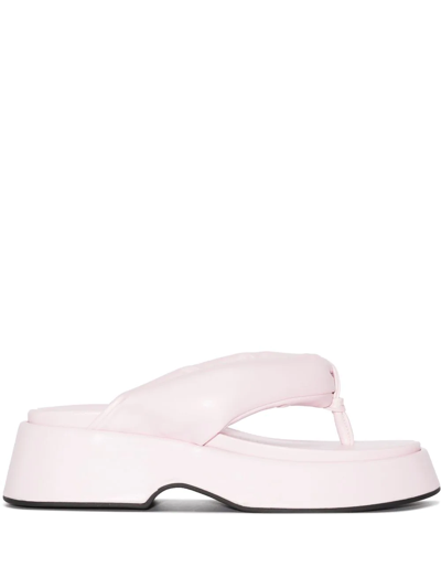 Ganni Padded Faux Leather Platform Sandals In Pale Lilac