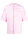 Pt Torino Short-sleeved Linen Shirt In Pink