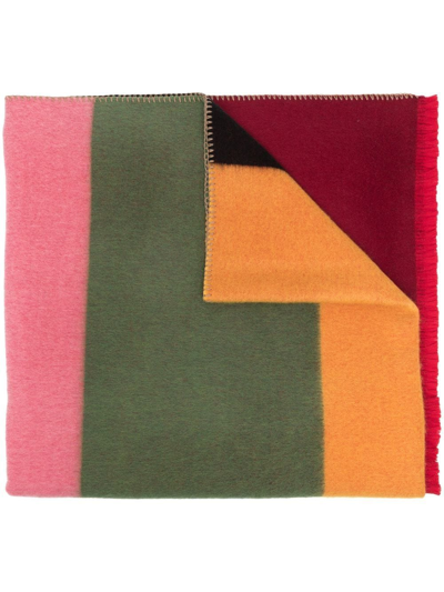 Etro Logo-jacquard Striped Wool Scarf In Red