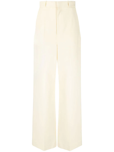Del Core High-waisted Wide-leg Trousers In Yellow Cream