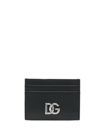 Dolce & Gabbana Logo-plaque Leather Cardholder In Schwarz