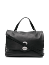 Zanellato Medium Postina Leather Shoulder Bag In Black