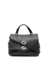 Zanellato Stud-embellished Leather Shoulder Bag In Schwarz