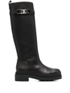 Ferragamo Stivale Ryder Leather Boots In Braun