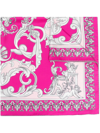 Versace Baroque Patterned Foulard 70x70 In Rosa