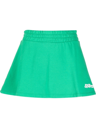 Reina Olga Serena Waffle-knit Cotton Tennis Skirt In Green