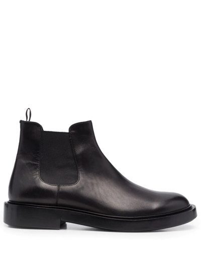 Giorgio Armani Leather Chelsea Boots In Black