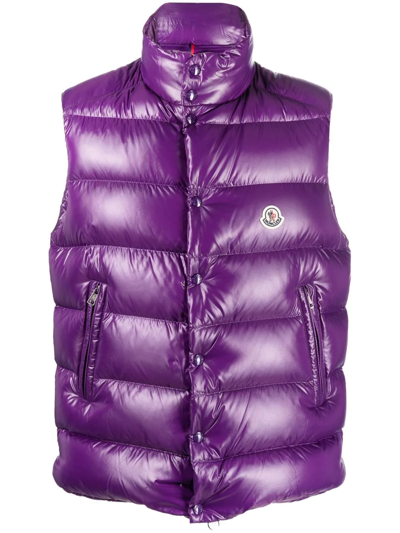 Moncler Tibb Logo-patch Padded Gilet In Purple