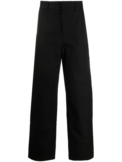Off-white Diag Stripe Straight-leg Trousers In Black