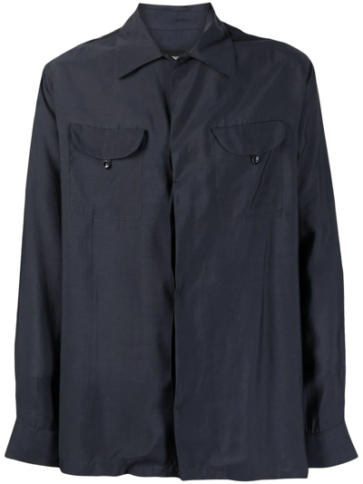 Giorgio Armani Long-sleeve Button-up Shirt In Blau