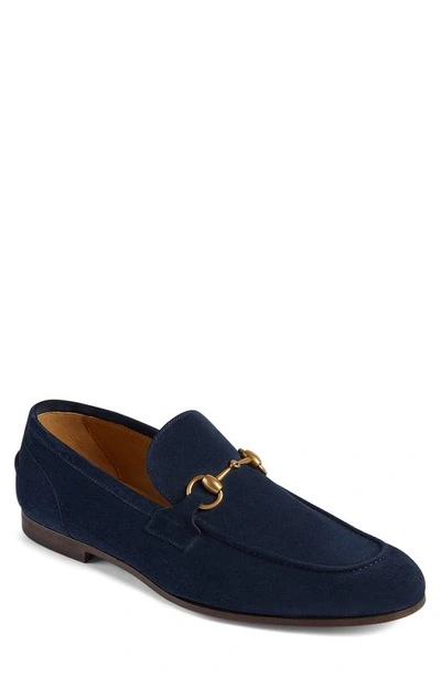 Gucci Jordaan Horsebit-embellished Suede Loafers In Blue