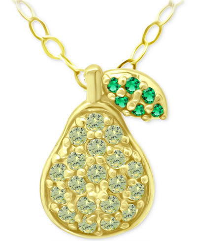 Giani Bernini Lemon Green & Green Quartz Pear Pendant Necklace, 16" + 2" Extender, Created For Macy's In Gold Over Silver