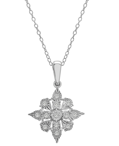 Macy's Diamond Cluster 18" Pendant Necklace (1/10 Ct. T.w.) In Sterling Silver, Created For