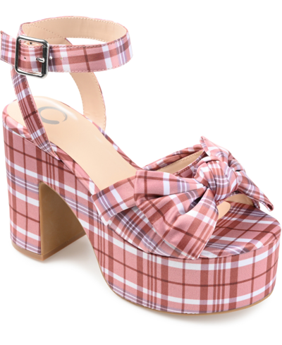 Journee Collection Women's Zenni Platform Bow Sandals In Plaid