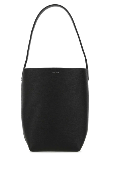 The Row Logo Detailed Small Tote Bag In Black