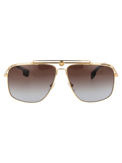 Versace Eyewear Pilot Frame Sunglasses In Gold