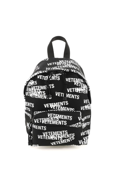 Vetements Logo Print Mini Backpack In Black,white