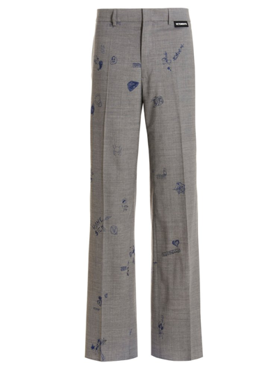 Vetements 'scribbled' Trousers In Gray