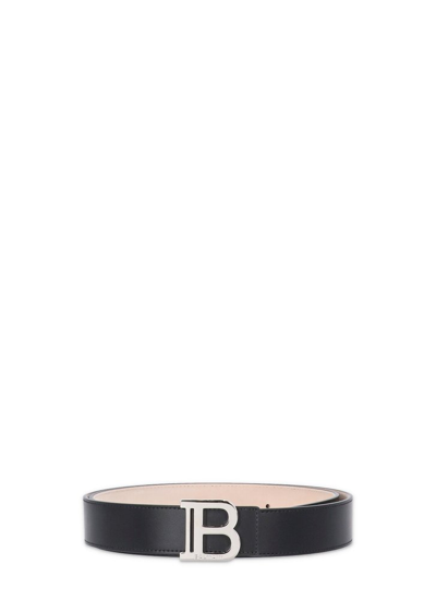 Balmain Logo Plaque Belt In Black