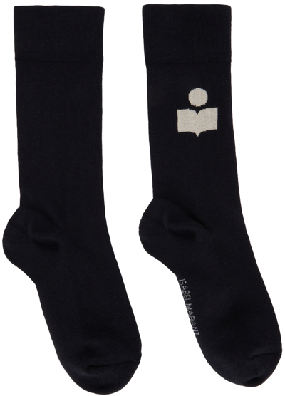 Isabel Marant Intarsia-knit Logo Cotton Socks In Black