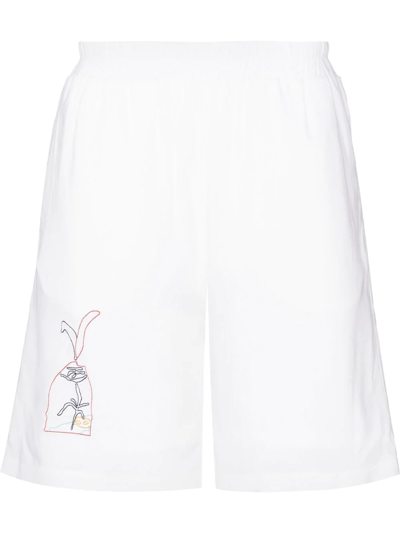 Bethany Williams White Embroidered Track Shorts